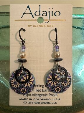 Adajio - Sienna Sky- Floral Dangle Earrings in blue tones